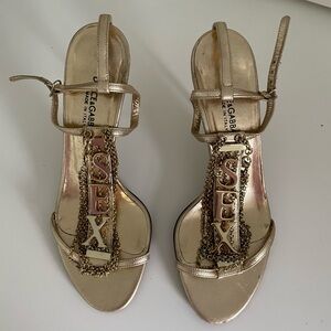 2003 Runway Dolce and Gabbana Gold Sex Chain Heels
